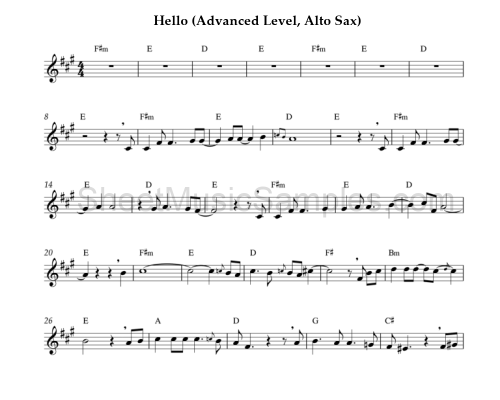 Hello (Advanced Level, Alto Sax)