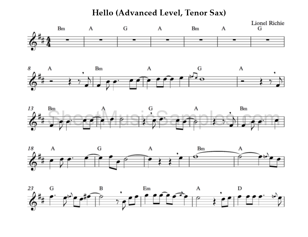 Hello (Advanced Level, Tenor Sax)