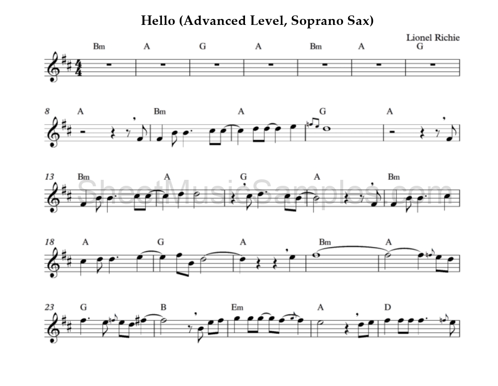 Hello (Advanced Level, Soprano Sax)