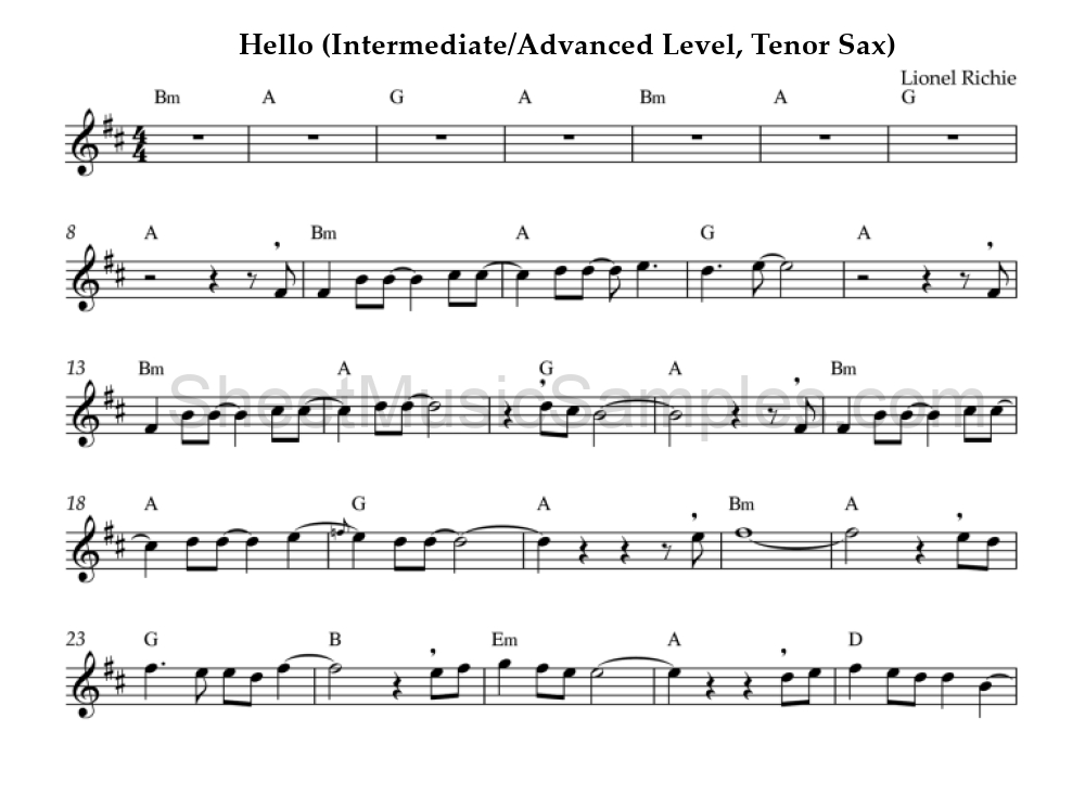 Hello (Intermediate/Advanced Level, Tenor Sax)