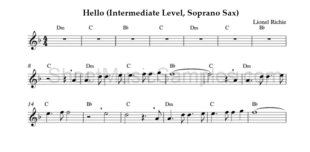 Hello (Intermediate Level, Soprano Sax)