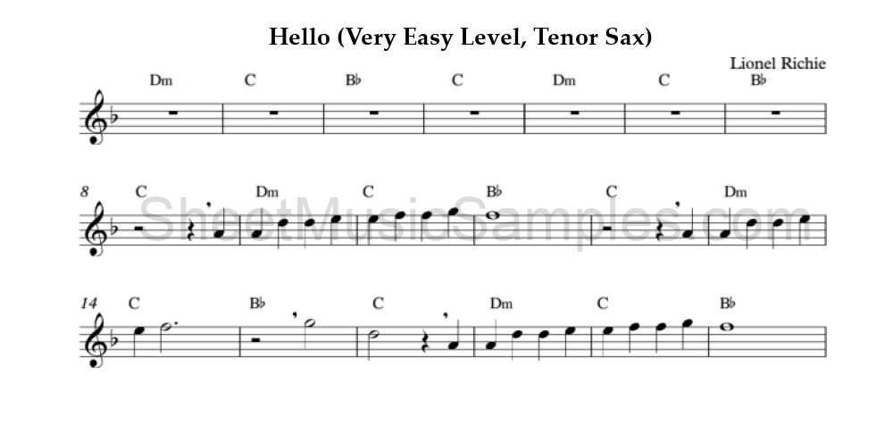 Hello (Very Easy Level, Tenor Sax)