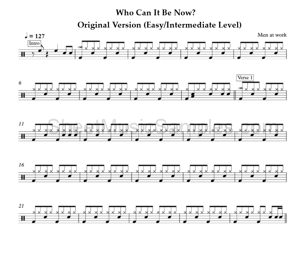 Who Can It Be Now? - Original Version (Easy/Intermediate Level)