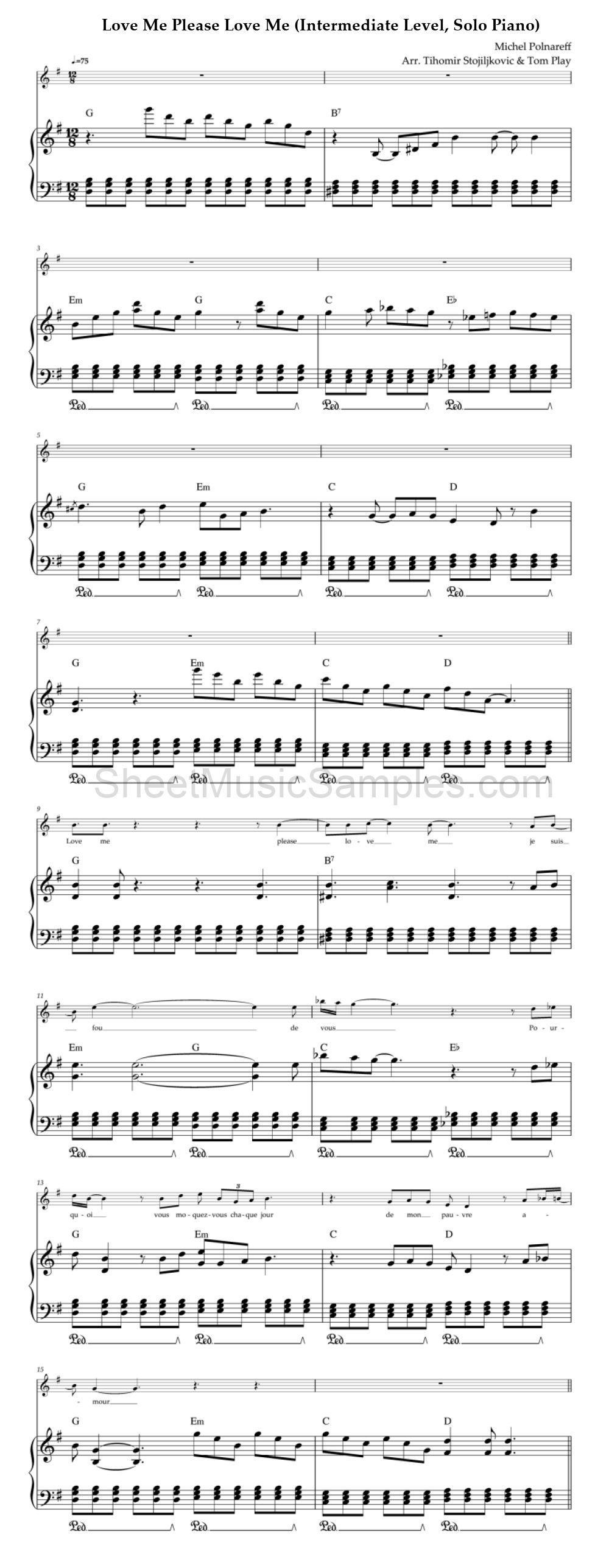 Love Me Please Love Me (Intermediate Level, Solo Piano)