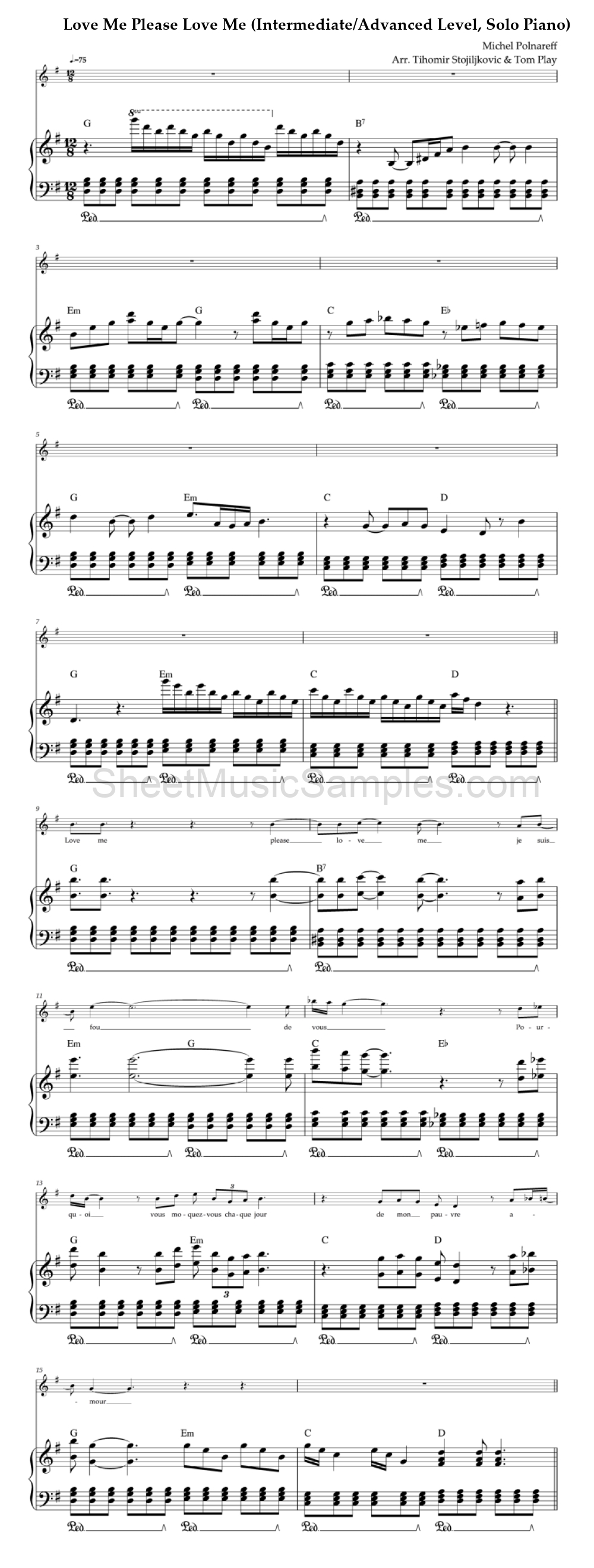 Love Me Please Love Me (Intermediate/Advanced Level, Solo Piano)