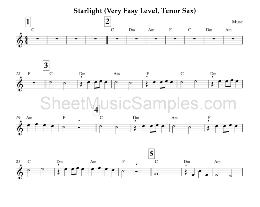 Starlight (Very Easy Level, Tenor Sax)