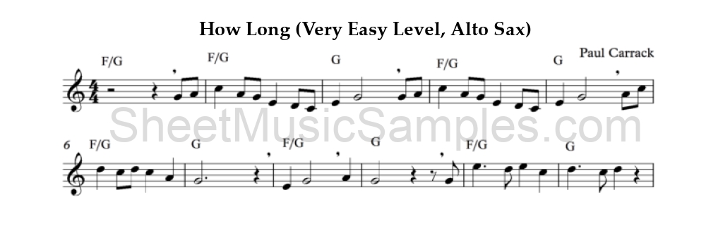 How Long (Very Easy Level, Alto Sax)