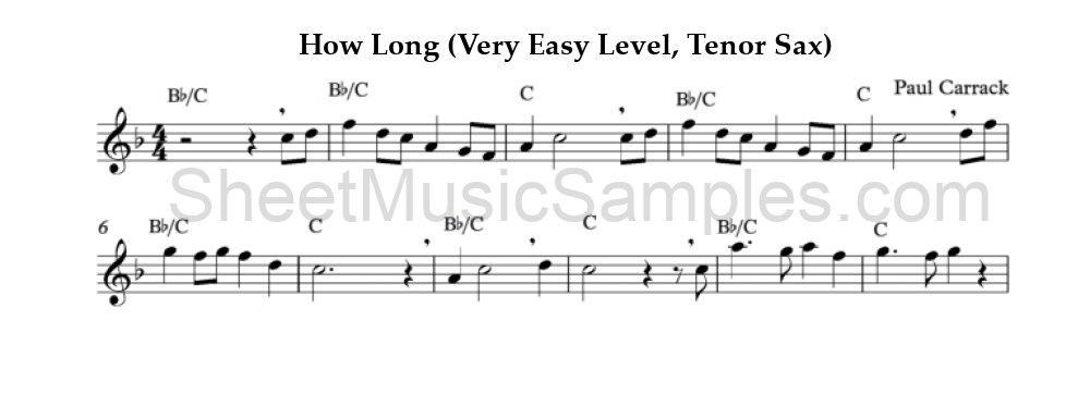 How Long (Very Easy Level, Tenor Sax)