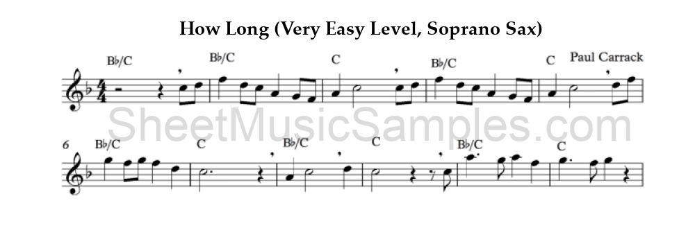 How Long (Very Easy Level, Soprano Sax)