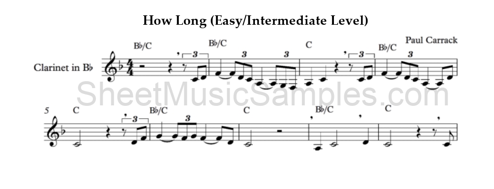 How Long (Easy/Intermediate Level)