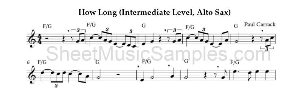 How Long (Intermediate Level, Alto Sax)