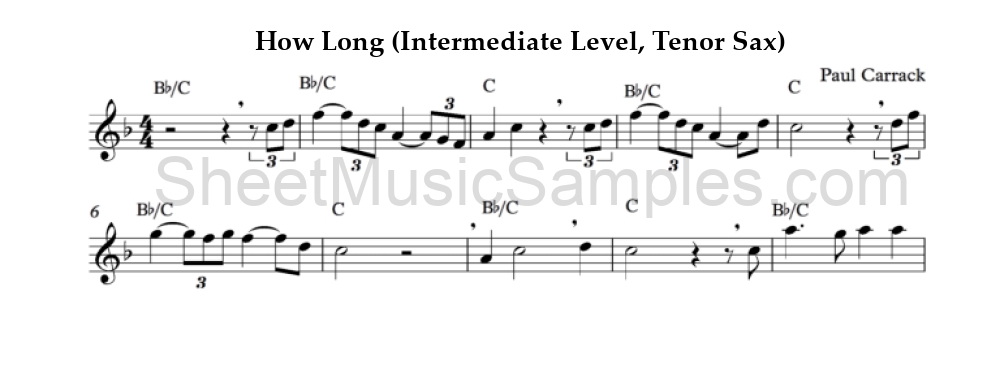 How Long (Intermediate Level, Tenor Sax)