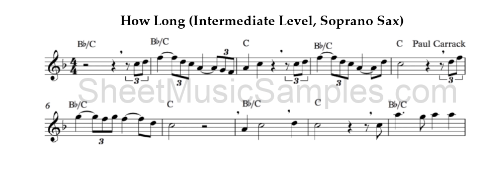 How Long (Intermediate Level, Soprano Sax)