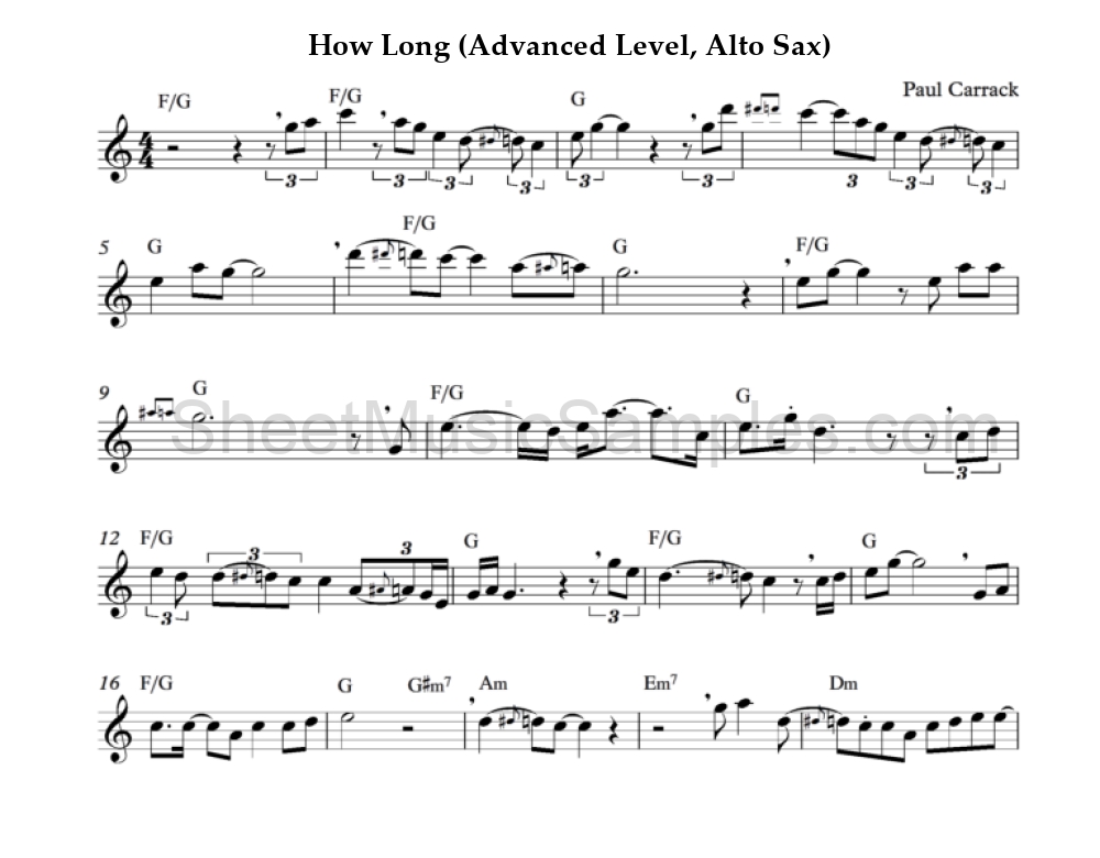 How Long (Advanced Level, Alto Sax)