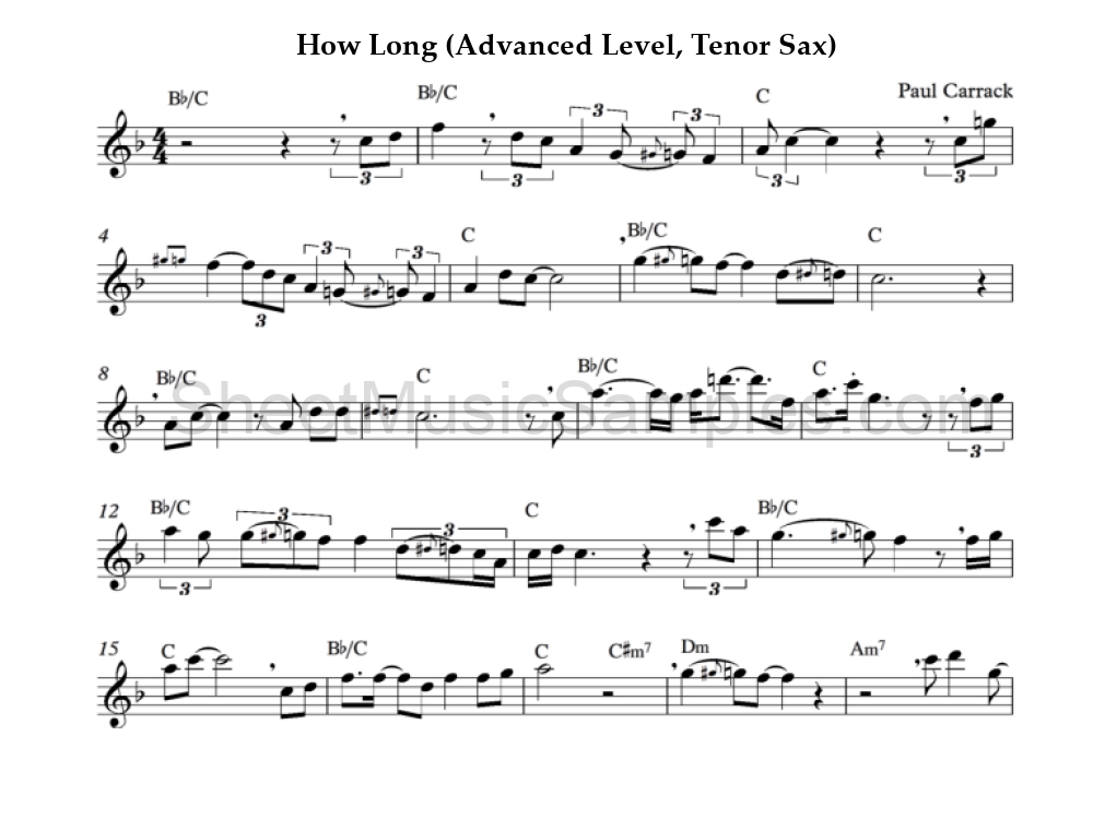 How Long (Advanced Level, Tenor Sax)