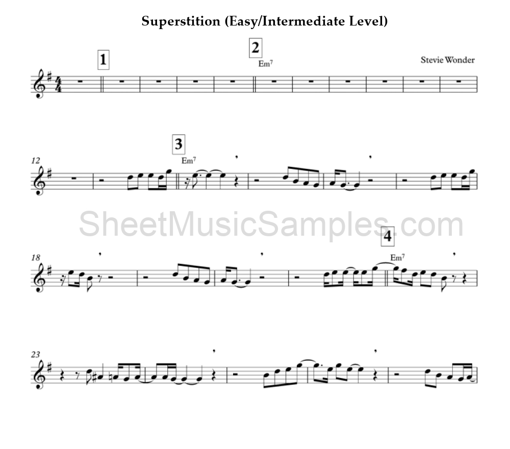 Superstition (Easy/Intermediate Level)