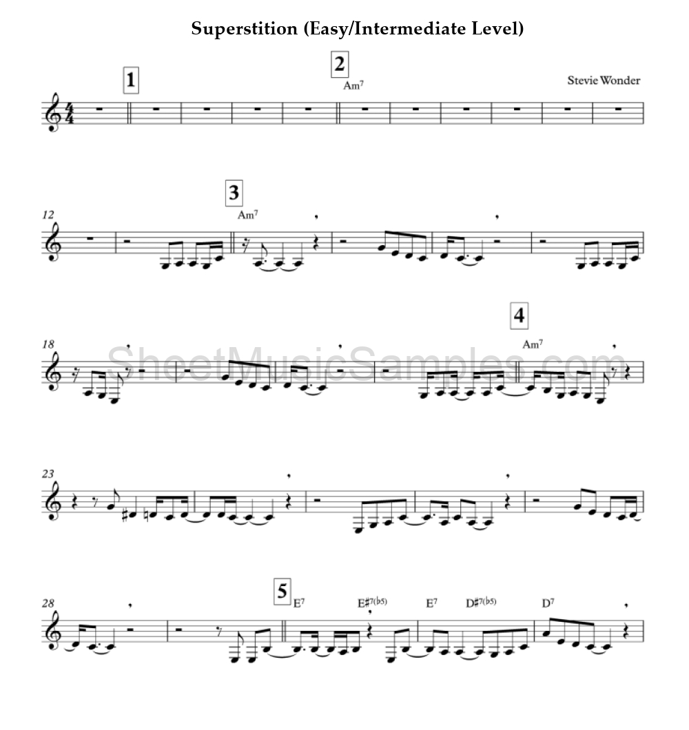 Superstition (Easy/Intermediate Level)