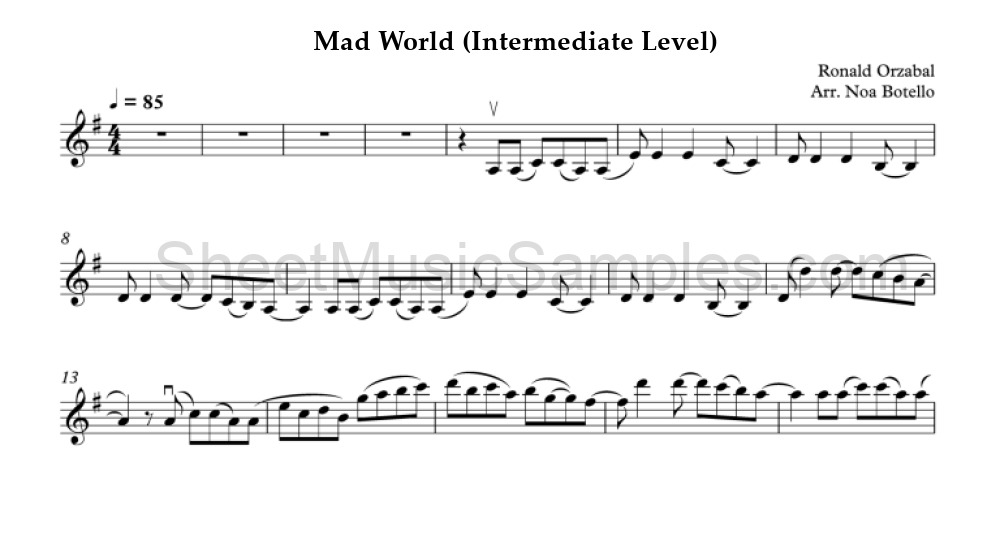 Mad World (Intermediate Level)