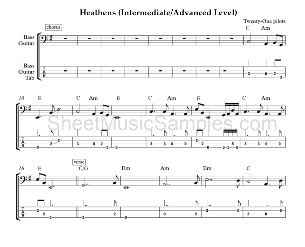 Heathens (Intermediate/Advanced Level)