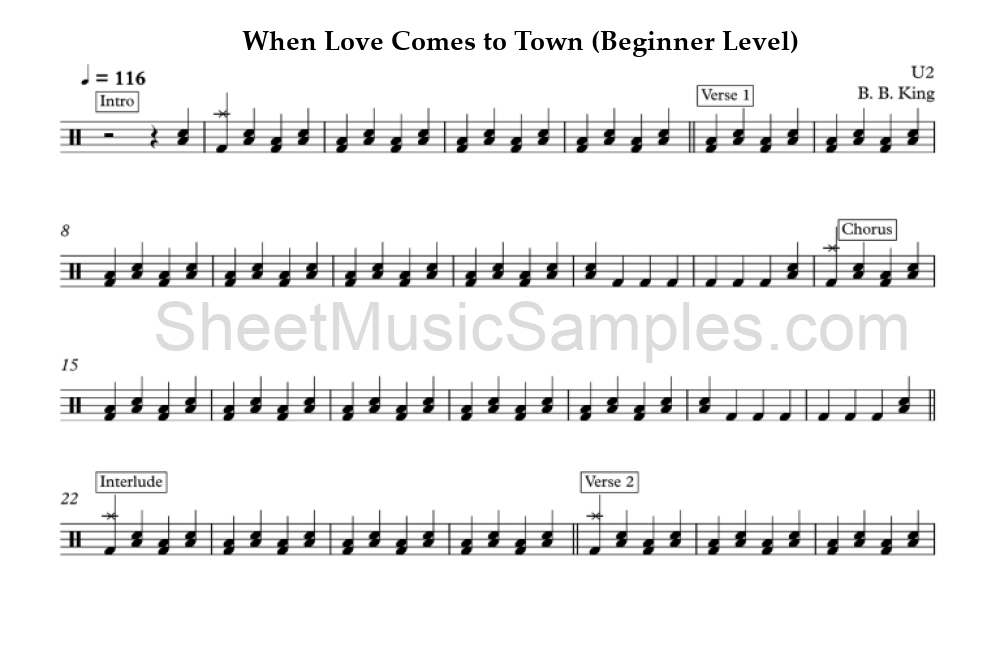 When Love Comes to Town (Beginner Level)