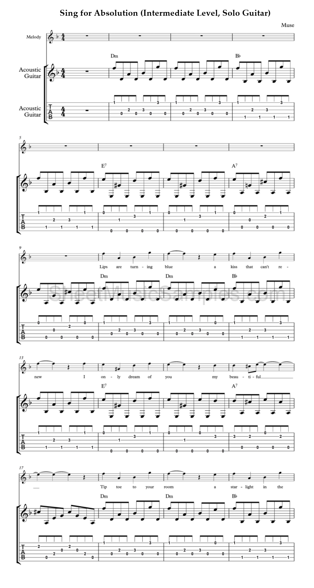 Sing for Absolution (Intermediate Level, Solo Guitar)