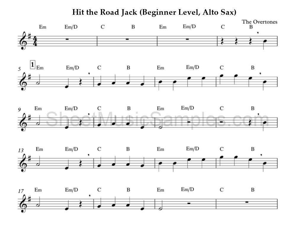 Hit the Road Jack (Beginner Level, Alto Sax)