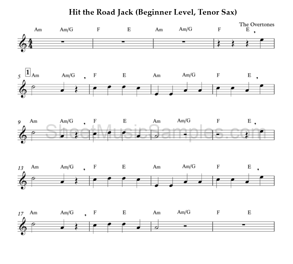 Hit the Road Jack (Beginner Level, Tenor Sax)