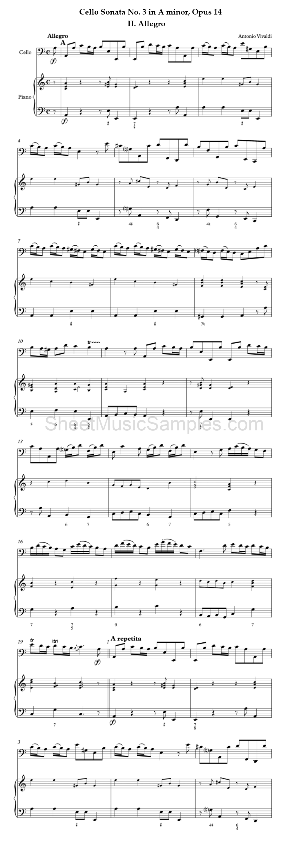 Cello Sonata No. 3 in A minor, Opus 14 - II. Allegro