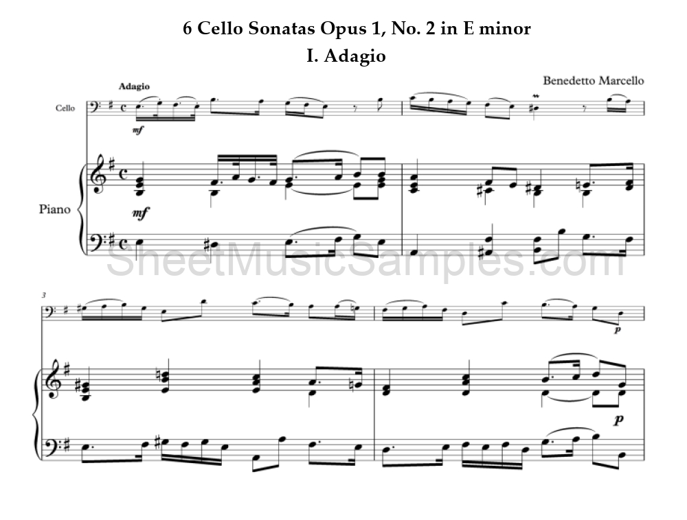 6 Cello Sonatas Opus 1, No. 2 in E minor - I. Adagio