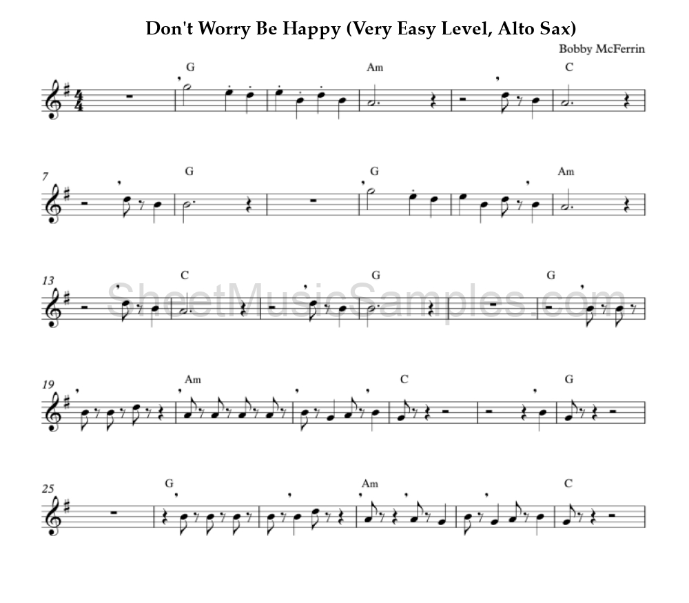 Don't Worry Be Happy (Very Easy Level, Alto Sax)