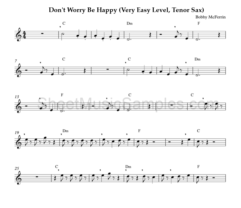 Don't Worry Be Happy (Very Easy Level, Tenor Sax)