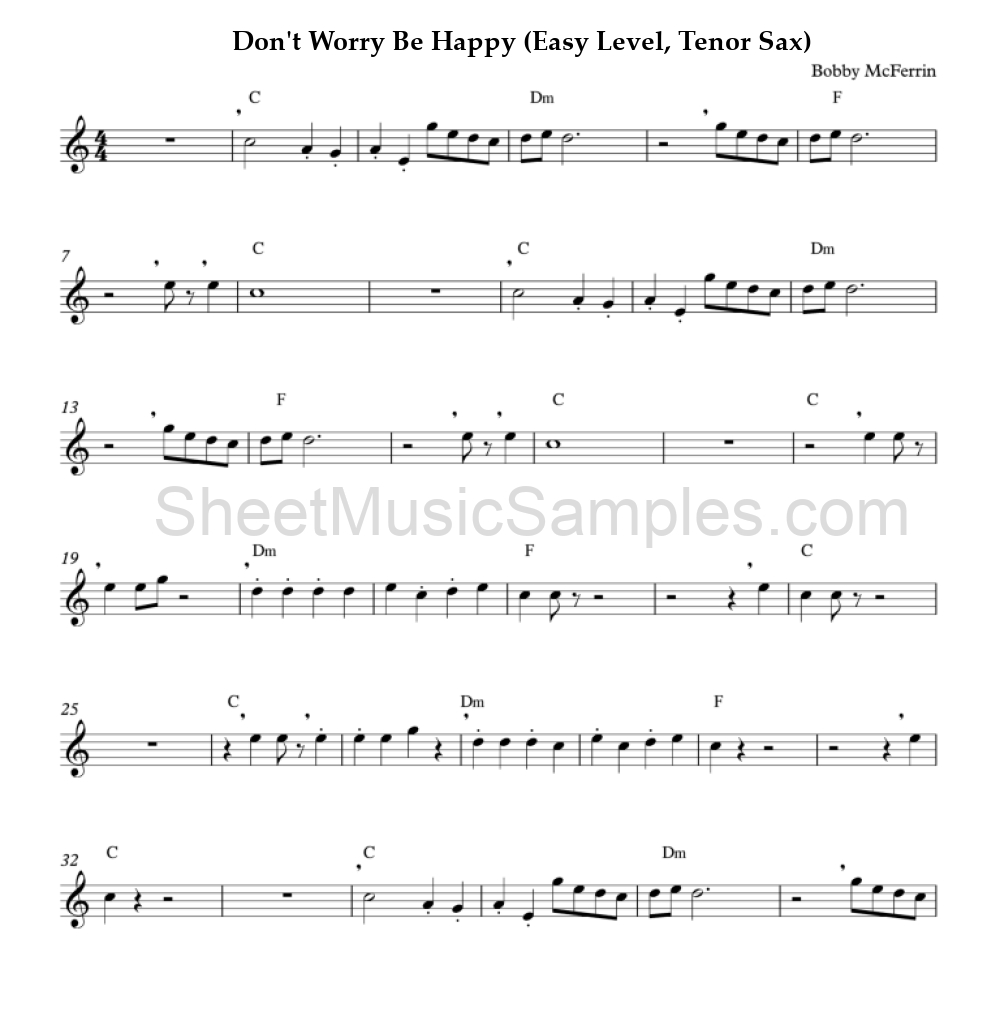 Don't Worry Be Happy (Easy Level, Tenor Sax)