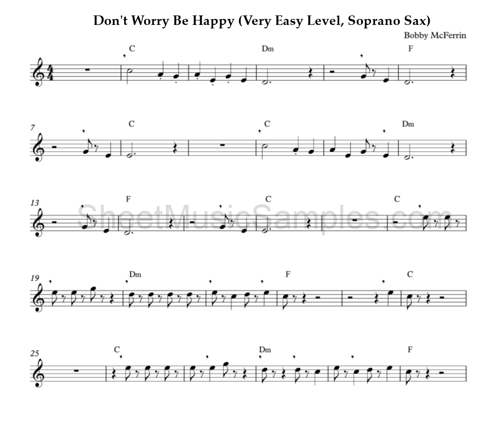 Don't Worry Be Happy (Very Easy Level, Soprano Sax)