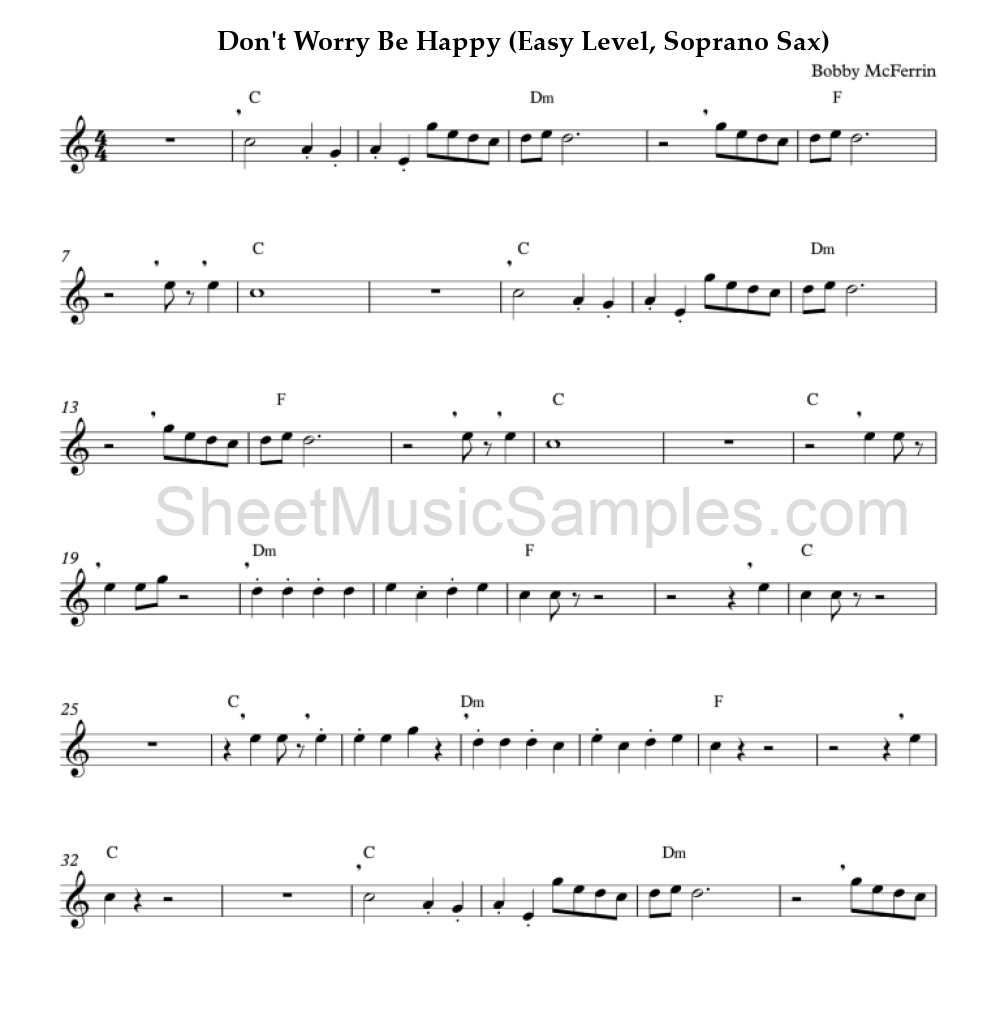 Don't Worry Be Happy (Easy Level, Soprano Sax)