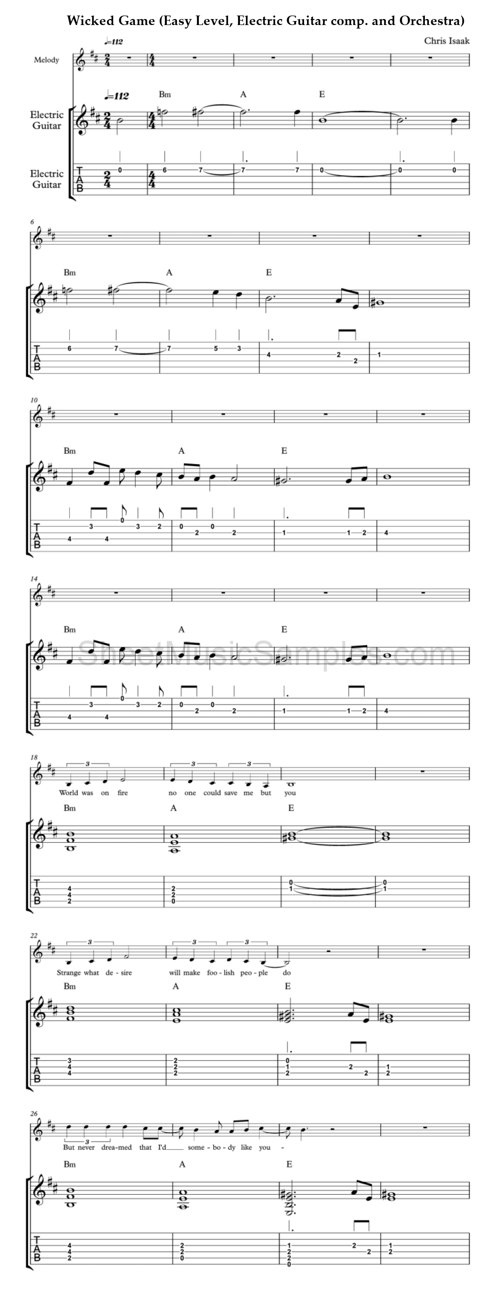 Wicked Game (Easy Level, Electric Guitar comp. and Orchestra)