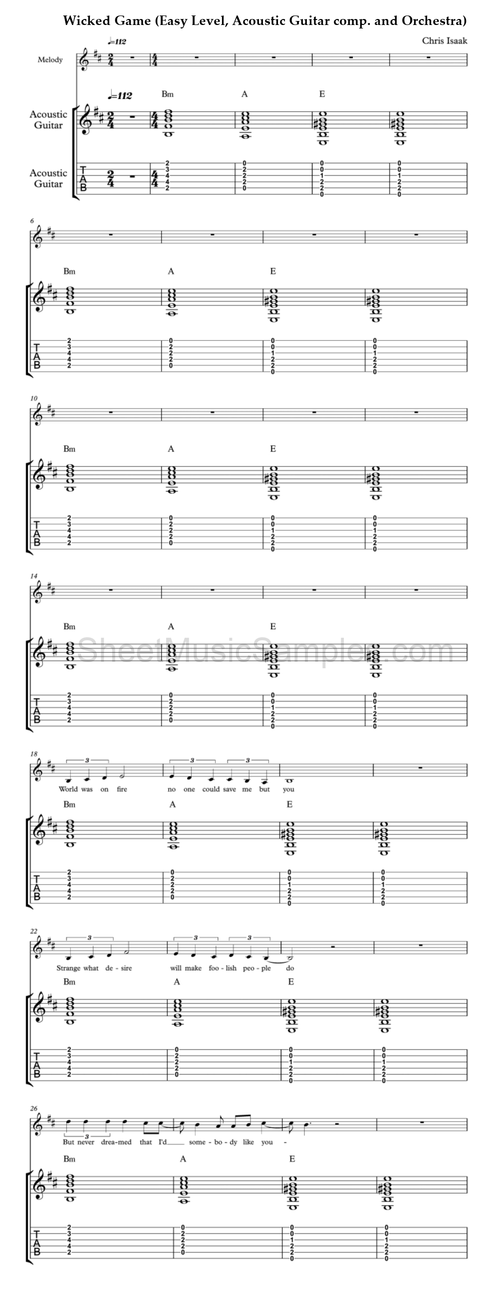 Wicked Game (Easy Level, Acoustic Guitar comp. and Orchestra)