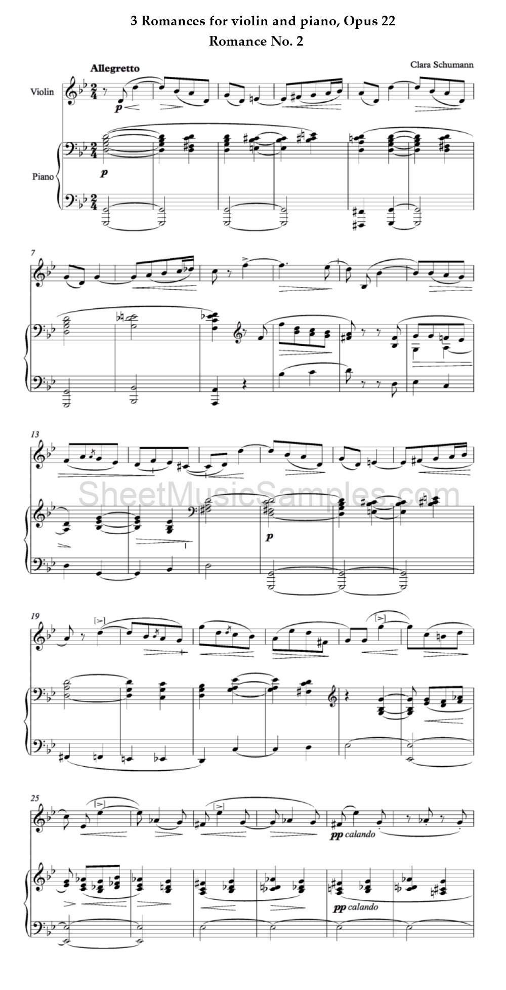 3 Romances for violin and piano, Opus 22 - Romance No. 2