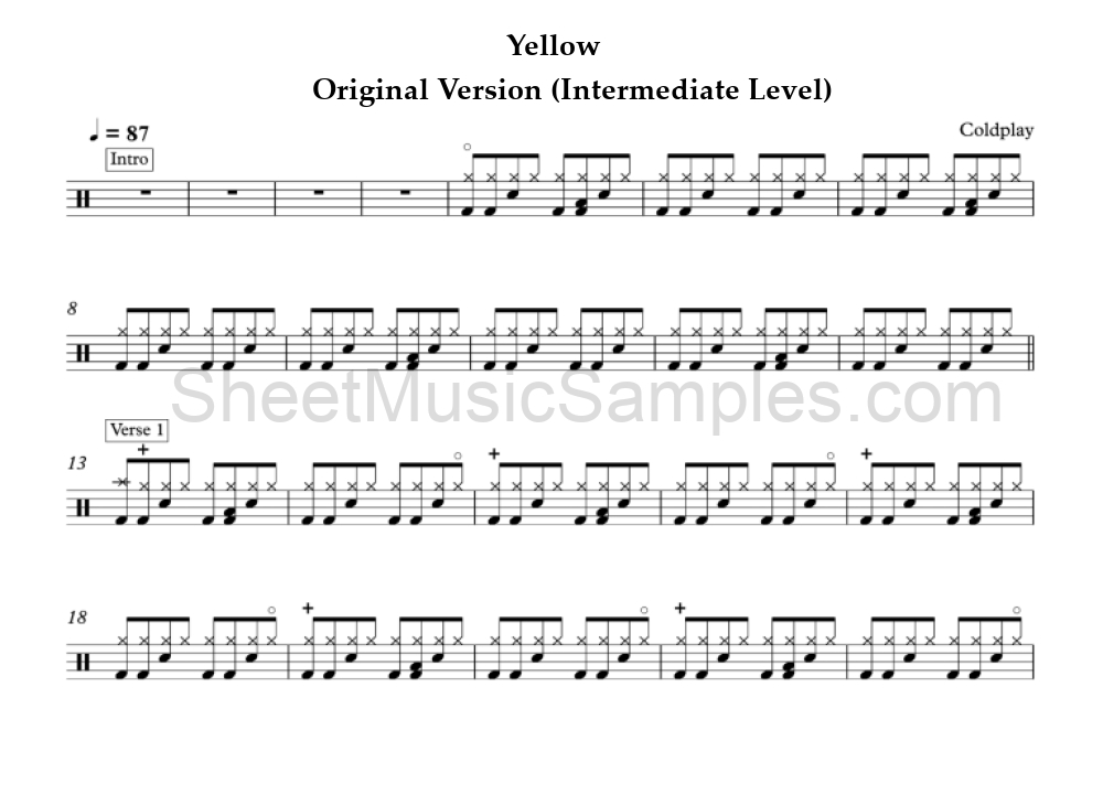 Yellow - Original Version (Intermediate Level)