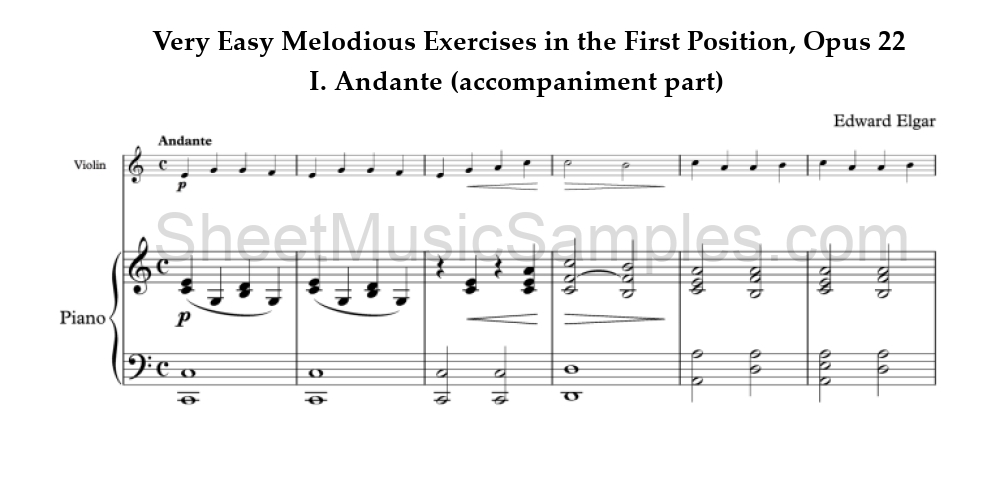 Very Easy Melodious Exercises in the First Position, Opus 22 - I. Andante (accompaniment part)