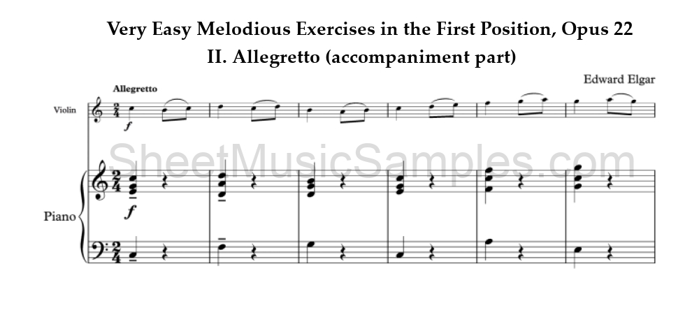 Very Easy Melodious Exercises in the First Position, Opus 22 - II. Allegretto (accompaniment part)