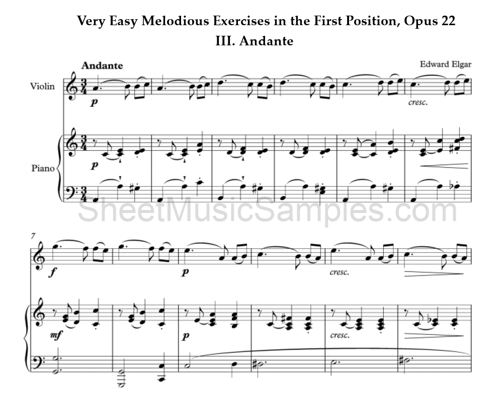 Very Easy Melodious Exercises in the First Position, Opus 22 - III. Andante