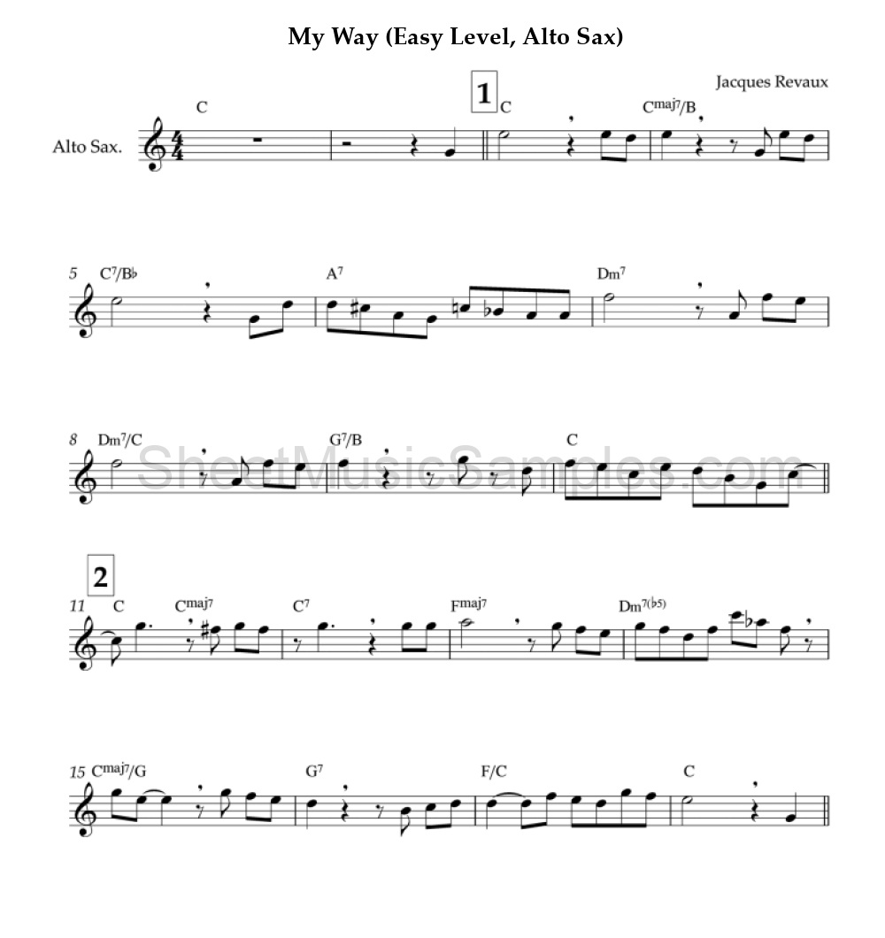 My Way (Easy Level, Alto Sax)