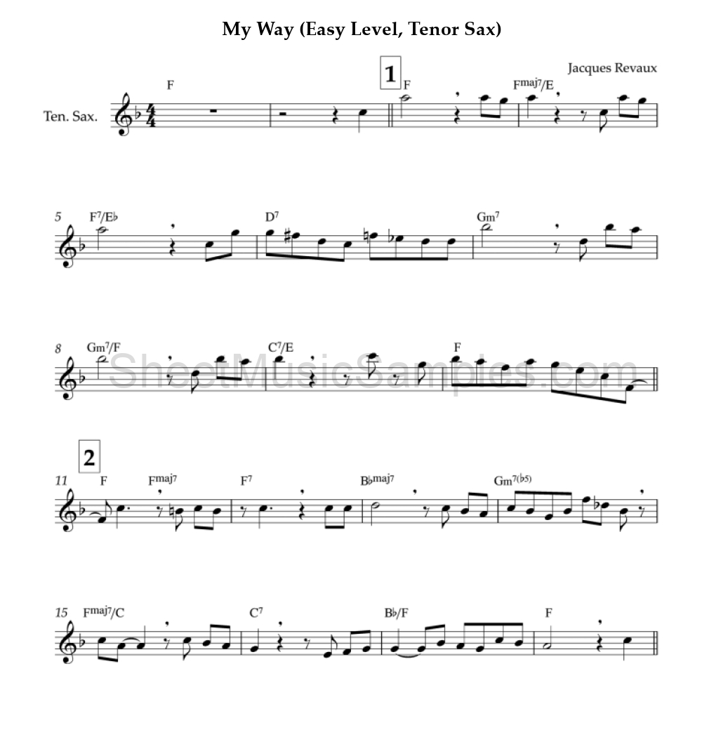 My Way (Easy Level, Tenor Sax)