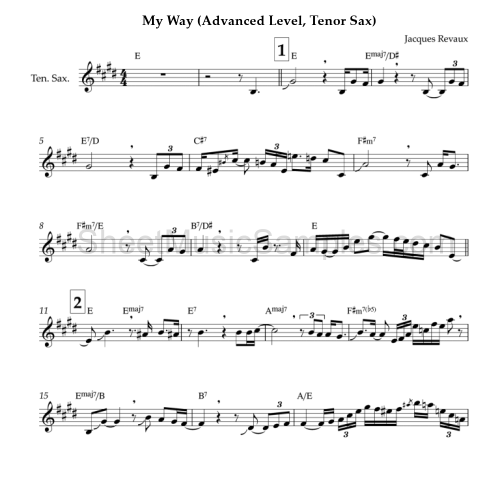 My Way (Advanced Level, Tenor Sax)