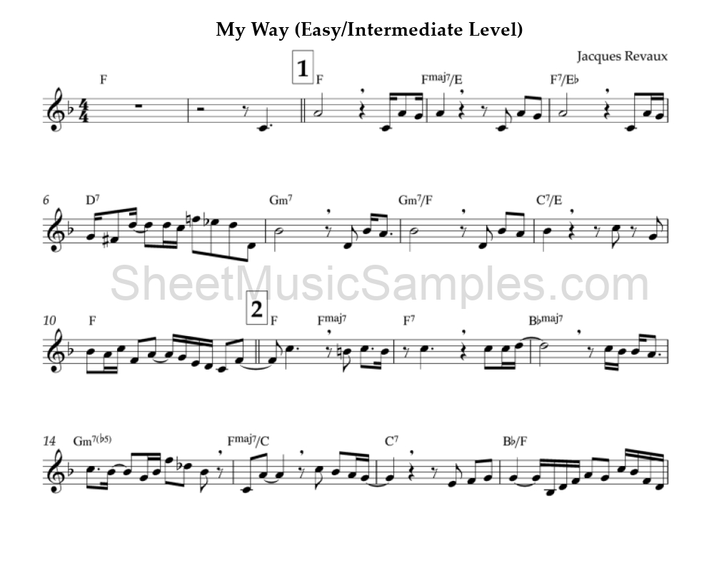 My Way (Easy/Intermediate Level)