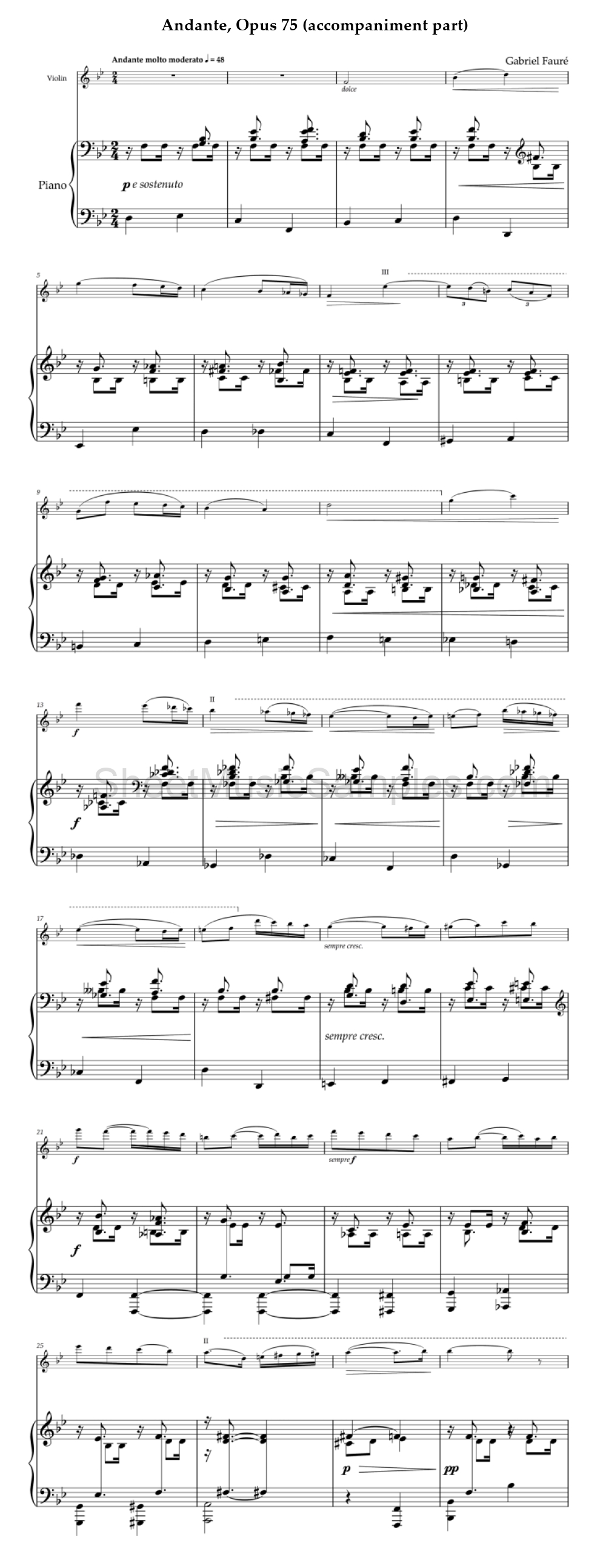 Andante, Opus 75 (accompaniment part)