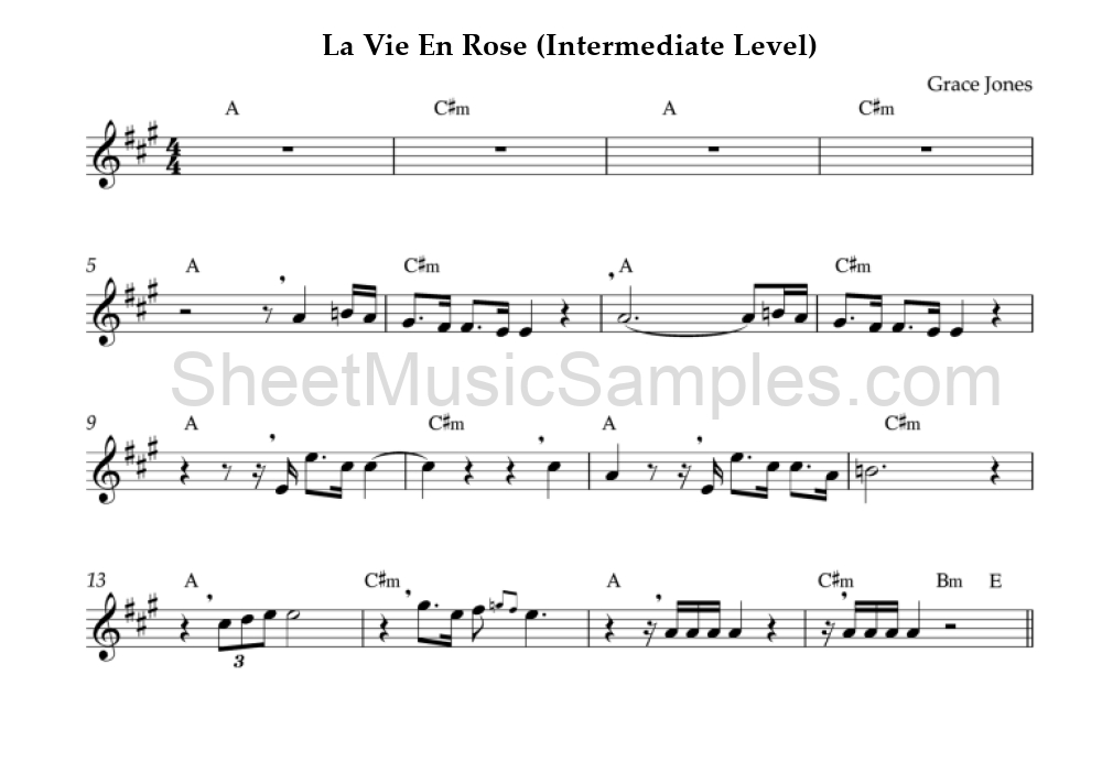 La Vie En Rose (Intermediate Level)