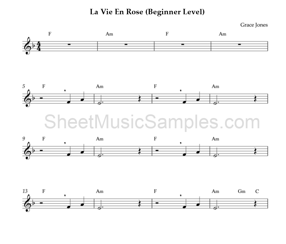 La Vie En Rose (Beginner Level)