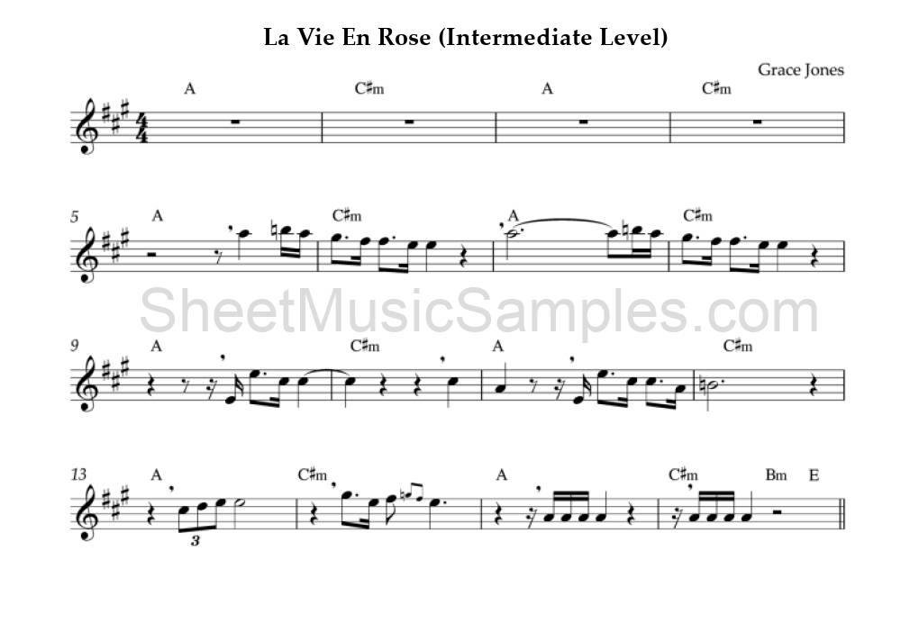 La Vie En Rose (Intermediate Level)