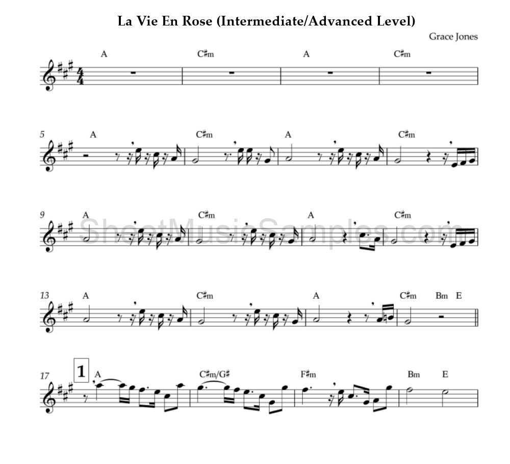 La Vie En Rose (Intermediate/Advanced Level)